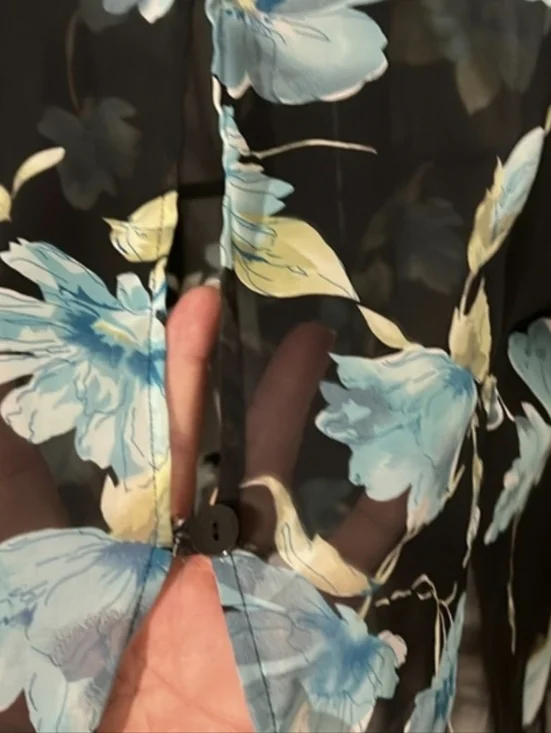 Lady Dorby Black Sheer Blouse with Blue Blooms - Picture 9 of 9